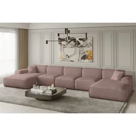 Fun Möbel Wohnlandschaft U-Form Stoff 2-Sitzer Rosa