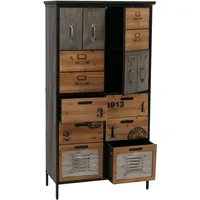 Mendler Apothekerkommode 136 x 73 x 35 cm natur / Silber