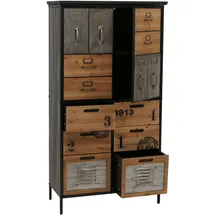 Mendler Apothekerkommode 136 x 73 x 35 cm natur / Silber