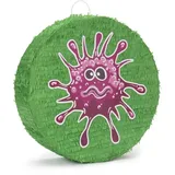 Lumaland Pinata "Beat The Virus", Set inkl. Schläger & Augenbinde Individuell befüllbar 50x50x15 cm bunt|grün|rot 50 cm x 50 cm x 15 cm