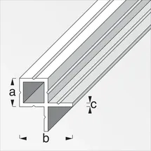 KANTOFLEX alfer Quadratrohr, 2 Schenkel innen 2.5 m, 23.5 x 43.5 x 1.5 mm Alu blank
