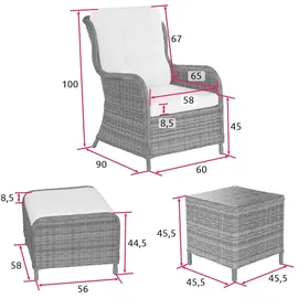 Tectake Benissa Set 5-tlg. grau