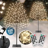 monzana Kirschblütenbaum 2er Set 220 cm 220 LED Warmweiß 220cm In-/Outdoor + Fernbedienung