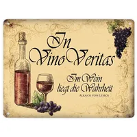Trendaffe Metallschild XL mit Wein Motiv und Spruch: In