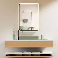 PonteSino HOKO Badspiegel 60x80 cm mit Rahmen+Touch Schalter+Licht Wechsel Warmweiß-Kaltweiß-Neutral Licht mit Touch Schalter und mit Wandschalter einschal... - Schwarz