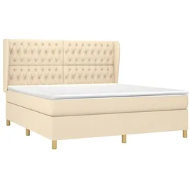 vidaXL Boxspringbett mit Matratze Creme 180x200 cm Stoff