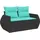vidaXL 7-teiliges Gartensofa-Set mit Kissen, schwarzes Polyrattan - Schwarz