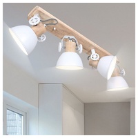 Steinhauer LIGHTING Vintage Holz Decken Leuchte weiß Wohn Ess Zimmer Beleuchtung Spot Lampe verstellbar 2729W