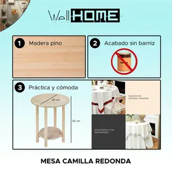Wellhome - Sammlung Gazte -Tisch ohne Finish 45x45x55 cm