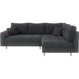 Home Affaire Ecksofa HOME AFFAIRE "CHARRE L-Form mit Ottomane, Maße B/T/H: 231/161/81 cm", grau (anthrazit), B:231cm H:81cm T:161cm, 92% Polyester, 8% Nylon, Sofas, Ecksofa, feine Steppung, lose Rücken- und Zierkissen, auch in Cord und Bouclé