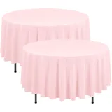 2er-Pack rosa runde Tischdecken, 229 cm, Polyester, runde Tischdecken, Flecken- und resistent, waschbar, runde Tischdecke, Tischdecke für Hochzeit, Geburtstag, Partys, Bankett, Tischdekoration