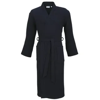 Carl Ross Unisex-Bademantel 25100, Langform, Baumwolle, Kimono-Kragen, Gürtel, Waffelpique blau XS