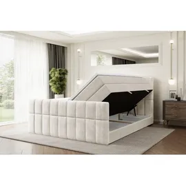 altdecor Boxspringbett mit Matratze, Topper, Polsterbett mit, Bettkasten MIAMI-Z KING | Beige Casablanca | 140x200 cm, Schlafzimmer, Betten, Boxspringbetten
