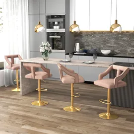 Costway Barhocker Samt rosa 2er Set