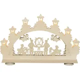 Saico Original LED Schwibbogen SAICO ORIGINAL "3D-Lichterbogen, Bergleute", natur, B:48,5cm H:31cm T:6cm, Holz teilmassiv, Schwibbögen, Premium LED-Beleuchtung, warmweiß, BxHxT: 48,5x31x6 cm