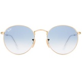 Ray Ban Round Flat Lenses RB3447N 001/3F 50-21 polished gold/light blue