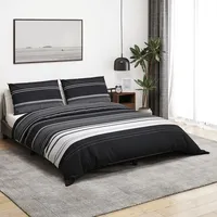 VidaXL Bettwäsche-Set Schwarz und Weiß 155x220 cm Baumwolle