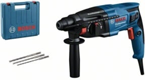 Bosch Professional Bohrhammer GBH 2–21 (mit SDS plus, inkl. 3x Drill Bit SDS plus, (6/8/10 mm), Zusatzhandgriff, Maschinentuch, Tiefenanschlag, im Handwerkerkoffer)