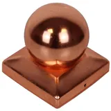 Baumarktplus Pfostenkappe Kupfer - verzinkt - Pyramide - Kugel Abdeckkappe Edelstahl - 71 mm Kupfer Kugel