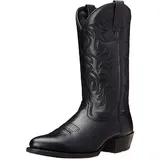 ANUFER Männer Stilvoll Gestickt Cowboy-Stiefel Western Absatz Spitze Zehe Slip-On Stiefel Mit Mittlerer Wade Schwarz SN071164 EU38 - 38 EU