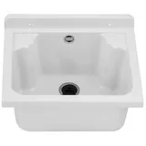 Lavre Waschbecken MANTA MINI, Ausgussbecken Kunststoff Spülbecken Waschtrog, 42 x 34 x 24 cm, weiß weiß