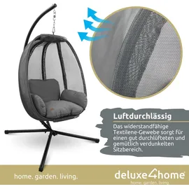 deluxe4home Hängesessel mit Gestell Grau