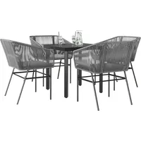VidaXL 5-tlg. Garten-Essgruppe mit Kissen Grau Poly Rattan Glas