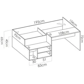 les tendances Kombiniertes Kinderbett KRIC 90 x 190 cm Eiche natur weiß