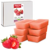 Kosmetex Paraffinbad Strawberry Erdbeere – Paraffin-Wärmebad für Hände + Füße – Paraffinwachs – Paraffin-Block für Wachserwärmer – Wachsbad (6x 500ml)