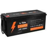 LiTime 24V 100Ah-200Ah Lithium Batterie mit BMS Solarakkus (24 V), Geeignet für Wohnmobile, Boote, Solaranlagen, Off-Grid-Systeme schwarz 215 mm