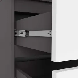 Akord Kleiderschrank Grau, Weiß Holzwerkstoff, Nachbildung, 4 Fächer, 2 Schubladen Rechteckig, 90x180x51 cm, Schlafzimmer, Kleiderschränke