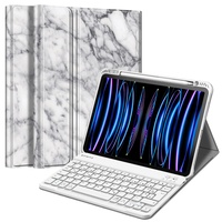 Fintie Tastatur Hülle für iPad Pro 11 2022 (4. Generation)/ iPad Pro 11 2021(3. Generation)/ 2020/2018, Keyboard case mit magnetisch Abnehmbarer Deutscher Tastatur mit QWERTZ Layout, Marmor Weiß