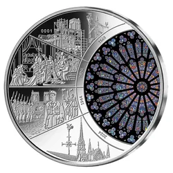 Silber-Gedenkprägung Notre Dame mit Glasinlay