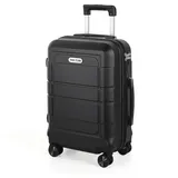 TAN.TOMI Handgepäckkoffer Trolley Hartschalenkoffer Hard Shell Hartschalenkoffer Trolley Koffer, 4 Rollen, Reisekoffer Reisekofferset Gepäck mit Zahlenschloss schwarz 56 cm