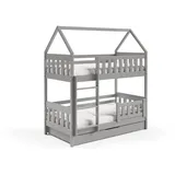 masseno Etagenbett ELENA 80 x 160 cm Kiefer hellgrau silber