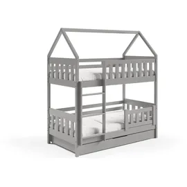 masseno Etagenbett ELENA 80 x 160 cm Kiefer hellgrau silber