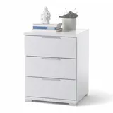 SchlafKONTOR Nachttisch weiß Kunststoff, 3 Schubladen, 46x61x42 cm x 42 cm Nachtkästchen - UNIVERSAL