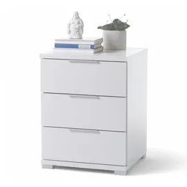 SchlafKONTOR Nachttisch weiß Kunststoff, 3 Schubladen, 46x61x42 cm x 42 cm Nachtkästchen - UNIVERSAL