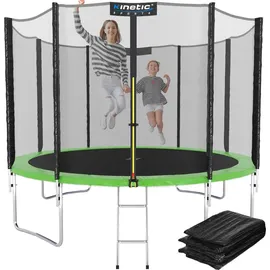 Kinetic Sports Salto Plus 244 cm inkl. Sicherheitsnetz, Regenplane und Leiter Grün