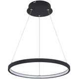 GLOBO Pendelleuchte Ring rund LED Lampen Wohnzimmer hängend Modern, aus Metall in schwarz-matt opal, 1x LED 19W 800Lm warmweiß, DxH 38,5x120 cm