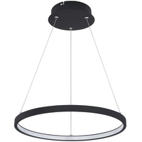 GLOBO Pendelleuchte Ring rund LED Lampen Wohnzimmer hängend Modern, aus Metall in schwarz-matt opal, 1x LED 19W 800Lm warmweiß, DxH 38,5x120 cm