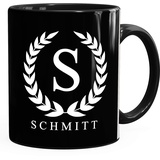 SpecialMe® Namenstasse personalisierte Kaffee-Tasse mit Namen und Initiale Monogramm persönliche Geschenke mit Namen schwarz Keramik-Tasse