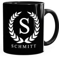 SpecialMe® Namenstasse personalisierte Kaffee-Tasse mit Namen und Initiale Monogramm persönliche Geschenke mit Namen schwarz Keramik-Tasse