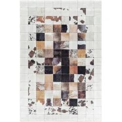 Teppich Waschbar Flachgewebe Patchwork Design Polyester Wohnzimmer Weiß Rechteckig 160x230 | Kadima Design