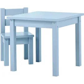 Hoppekids Kindersitzgruppe MADS 1 Tisch, 1 Stuhl Kiefer blau lackiert