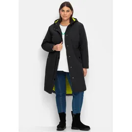 sheego Funktionsmantel SHEEGO, Damen, Gr. 50, schwarz, 64% Baumwolle, 36% Polyamid, Wattierung:100% Polyester, Mäntel