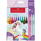 Faber-Castell 554213 - Filzstifte Set Einhorn, 13 Fasermaler in Standard- und Pastellfarben, inkl. Einhorn Sticker
