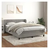 vidaXL Boxspringbett mit Matratze Hellgrau 140x200 cm Samt