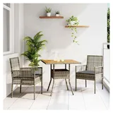 3-teiliges Gartenset mit Kissen, Polyrattan Möbel grau, quadratischer Tisch, wetterfest für Balkon und Terrasse