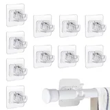 Esshogo 10 Stück transparente selbstklebende Halterung für Gardinenstangen, Vorhanghaken ohne Bohren, Halterung für Gardinenstange oder hängende Handtuchhalter für Vorhänge für Zuhause, Bad und Hotel
